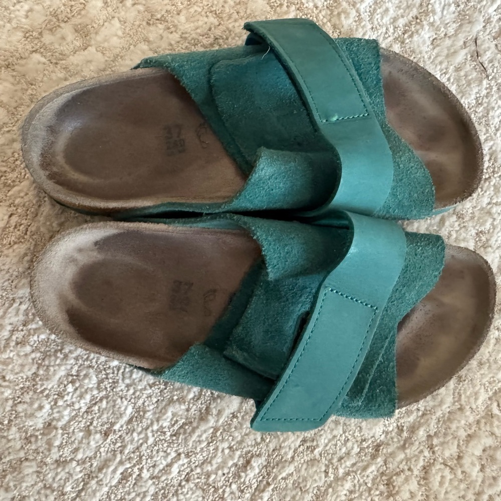 Birkenstock Kyoto Seam Green Soft Suede Sandals Women's Size 37 wide
